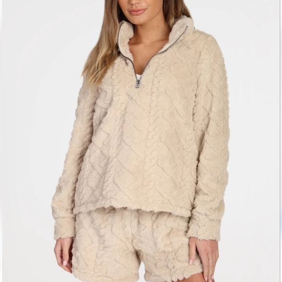 NWT Buckle Cozy Sherpa Fleece Cream 1/4 Zip Pullover Soft Stretch Size Small - Picture 16 of 16